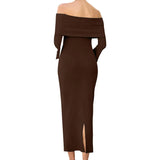 Robe longue de maternité Cacao Épure