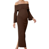 Robe longue de maternité Cacao Épure