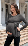 Pull Grossesse Tricot Cotelé Nouée