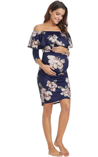 Robe de Grossesse Bleu Foral