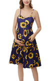 Robe de Grossesse à Bretelle Imprimé Tournesol