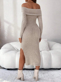 Maternity Dress Willow Ribbed Off-Shoulder Maxi