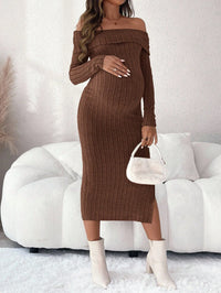 Maternity Dress Willow Ribbed Off-Shoulder Maxi