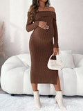 Maternity Dress Willow Ribbed Off-Shoulder Maxi