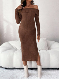 Maternity Dress Willow Ribbed Off-Shoulder Maxi