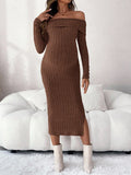 Maternity Dress Willow Ribbed Off-Shoulder Maxi