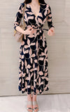 Robe de Grossesse Col V Fleur Rose