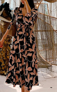 Robe de Grossesse Col V Fleur Rose