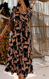 Robe de Grossesse Col V Fleur Rose