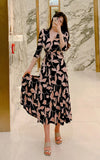 Robe de Grossesse Col V Fleur Rose