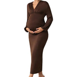 Maternity Dress Autumn Embrace V-Neck Gown