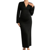 Maternity Dress Autumn Embrace V-Neck Gown