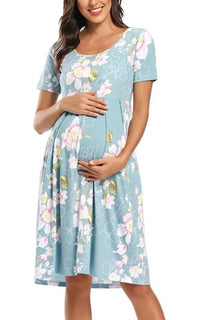 Robe de Grossesse Manches Courtes à Pois