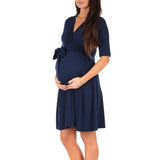 Robe de maternité Éloane croisée midi