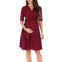 Robe de maternité Éloane croisée midi