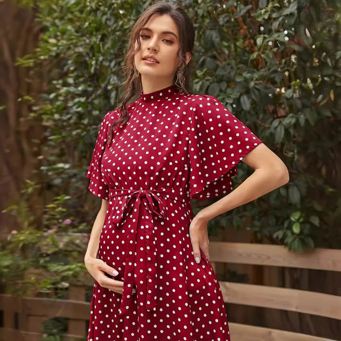 Maternity Dress Roselle Dot Tie-Waist
