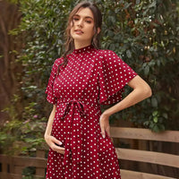 Maternity Dress Roselle Dot Tie-Waist