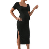 Robe de maternité tricotée Élégance Côtelée