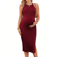 Robe de maternité tricot côtelé Émeraude Douce