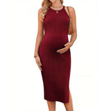 Robe de maternité tricot côtelé Émeraude Douce