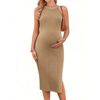 Robe de maternité tricot côtelé Émeraude Douce