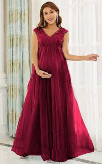 Robe Longue Cérémonie Grossesse en Mousseline