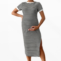 Maternity Dress LunaStripe Breathable Midi