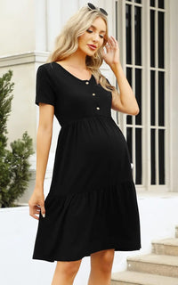 Robe Noire Grossesse Manches Courtes