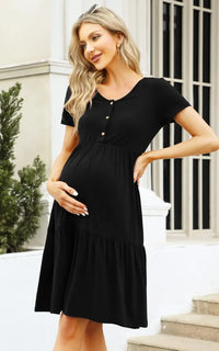 Robe Noire Grossesse Manches Courtes