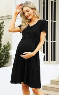 Robe Noire Grossesse Manches Courtes