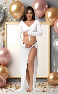 Robe Shooting Grossesse Blanche 2 pièces