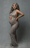 Robe Shooting Grossesse Cristaux Sans Manches